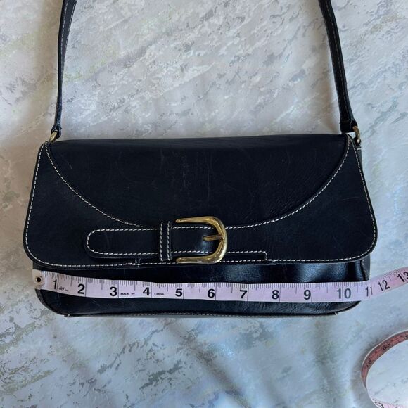 Mila Paoli Leather buckle shoulder bag Y2K 90s - Picture 9 of 14